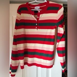 Striped Long Sleeve Henley Top